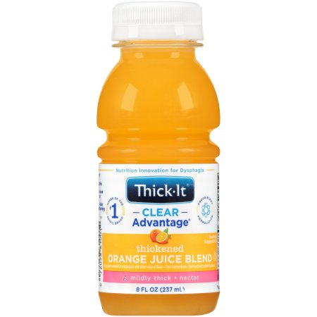 Kent Precision Foods B476-L9044 Thickened Beverage Thick-It Clear Advantage 8 oz. Bottle Orange Flavor Liquid IDDSI Level 2 Mildly Thick