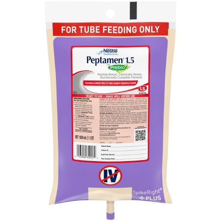 Nestle Healthcare Nutrition 10043900349579 Tube Feeding Formula Peptamen 1.5 with Prebio 1 Vanilla Flavor Liquid 1000 mL Ready to Hang Prefilled Container