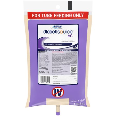 Nestle Healthcare Nutrition 10043900365838 Tube Feeding Formula Diabetisource AC Unflavored Liquid 1500 mL Ready to Hang Prefilled Container