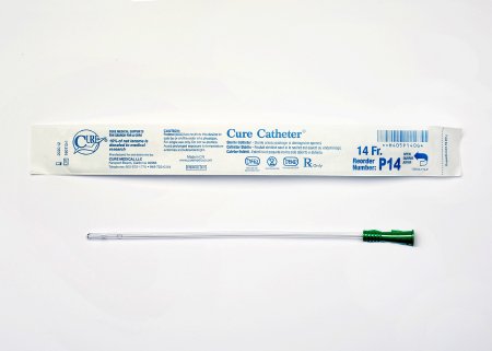 Cure Medical  P14 Urethral Catheter Cure Catheter Straight Tip Uncoated PVC 14 Fr. 10 Inch