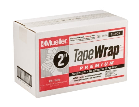 Mueller Sports Medicine  24258B Cohesive Bandage TapeWrapPremium 2 Inch X 6 Yard Self-Adherent Closure Black NonSterile Standard Compression