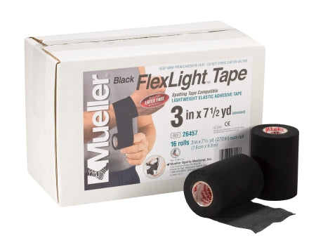 Mueller Sports Medicine  26457 Athletic Tape Mueller FlexLight Black 3 Inch X 7-1/2 Yard Elastic Adhesive NonSterile