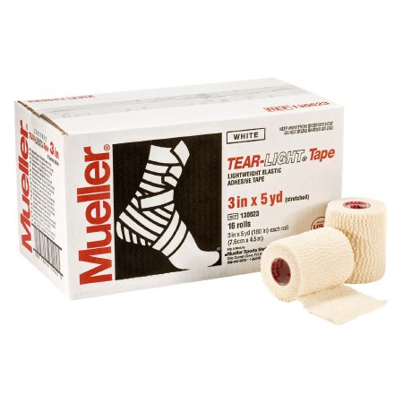 Mueller Sports Medicine  130623 Athletic Tape Mueller Tear-Light White 3 Inch X 5 Yard Elastic Adhesive NonSterile