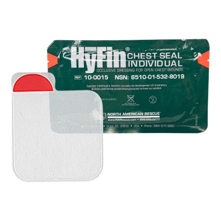 North American Rescue  10-0015 Chest Wound Seal HyFin Individual 1 X 6 X 6 Inch 1 per Pack NonSterile