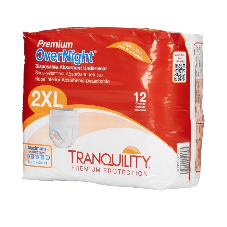 Principle Business Enterprises 2118 Unisex Adult Absorbent Underwear Tranquility Premium OverNight Pull On with Tear Away Seams 2X-Large Disposable Heavy Absorbency