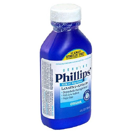 Bayer  31284355104 Laxative Phillips' Milk of Magnesia Original Flavor Liquid 4 oz. 400 mg / 5 mL Strength Magnesium Hydroxide