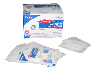 Dukal  4070 Adhesive Dressing Caliber 2 X 3 Inch Nonwoven Rectangle White Sterile