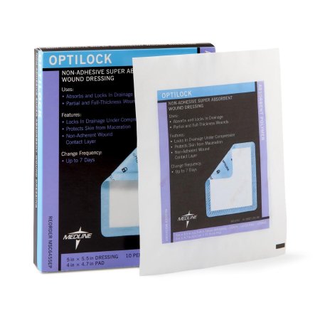 Medline  MSC6455EP Super Absorbent Dressing OptiLock 5 X 5-1/2 Inch Rectangle