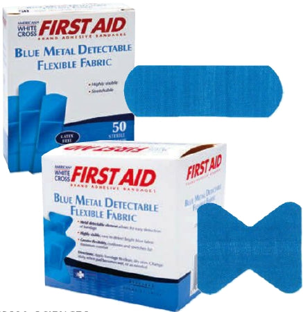 Dukal  99921 Metal Detectable Adhesive Strip American White Cross 1-3/4 X 2 Inch Fabric Fingertip Blue Sterile