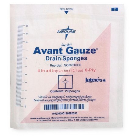 Medline  NON256000 Drain Sponge Medline 4 X 4 Inch Sterile 6-Ply