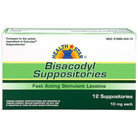 Geri-Care  444-12-HST Laxative Health Star Suppository 12 per Box 10 mg Strength Bisacodyl USP