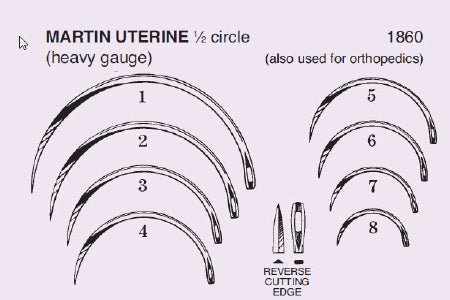 Anchor Products  1860-4R Reverse Cutting Suture Needle Anchor Martin UterineType Size 4 Needle Reusable