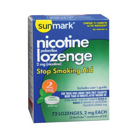 McKesson Brand 49348085216 Stop Smoking Aid sunmark 2 mg Strength Lozenge