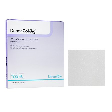 DermaRite Industries  00502E Silver Collagen Dressing DermaCol/Ag 2 X 2 Inch Square Sterile