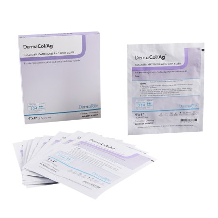 DermaRite Industries  00503E Silver Collagen Dressing DermaCol/Ag 4 X 4 Inch Square Sterile