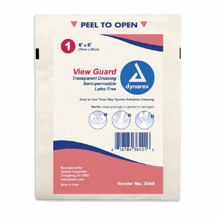 Dynarex  3644 Transparent Film Dressing View Guard 6 X 8 Inch 2 Tab Delivery Rectangle Sterile