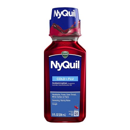 Procter & Gamble  37000080808 Cold and Cough Relief NyQuil Cold & Flu 650 mg - 30 mg - 12.5 mg / 30 mL Strength Liquid 8 oz.