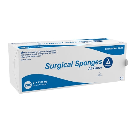 Dynarex  3222 Gauze Sponge Dynarex 2 X 2 Inch 200 per Pack NonSterile 8-Ply Square