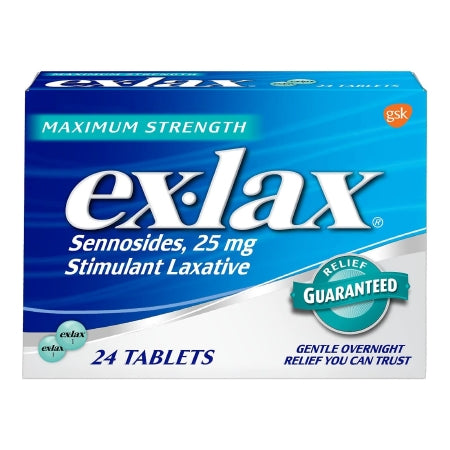 Novartis  00067001624 Laxative Ex-lax Tablet 24 per Box 25 mg Strength Sennosides