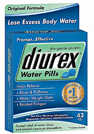 Alva Amco Pharma  52389006542 Pain Relief Diurex Water Pill 162.5 mg - 50 mg Strength Magnesium Salicylate / Caffeine Tablet 42 per Box