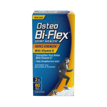 US Nutrition  03076819607 Joint Health Supplement Osteo-Bi-Flex with 5 Loxin Advanced Vitamin D / Glucosamine 2000 IU - 1500 mg Strength Caplet 80 per Bottle