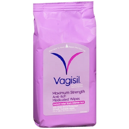 Combe Inc  01150906002 Itch Relief Vagisil 1% Strength Towelette 12 per Box Individual Packet