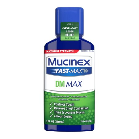 Reckitt Benckiser  63824001966 Cold and Cough Relief Mucinex Fast-Max DM Max 400 mg - 20 mg / 20 mL Strength Liquid 6 oz.