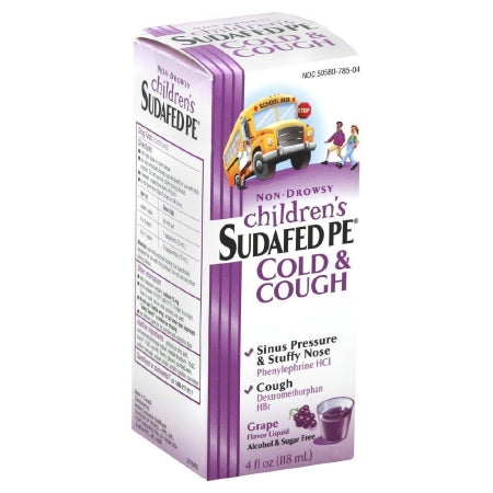 J & J Sales  50580078504 Cold and Cough Relief Children's Sudafed PE Cold & Cough 5 mg - 2.5 mg / 5 mL Strength Liquid 4 oz.