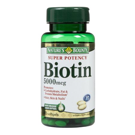 US Nutrition  74312134302 Biotin Supplement Nature's Bounty Vitamin B7 5000 mcg Strength Softgel 60 per Bottle