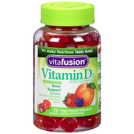 Church and Dwight  02791702133 Vitamin Supplement Vitafusion Vitamin D 2000 IU Strength Gummy 75 per Bottle Assorted Fruit Flavors