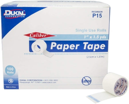 Dukal  P15 Medical Tape Caliber White 1 inch X 1-1/2 Yard Paper NonSterile