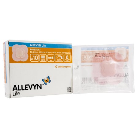 Smith & Nephew  66801067 Foam Dressing Allevyn Life 4 X 4 Inch With Border Film Backing Silicone Gel Adhesive Quadrilobe Sterile