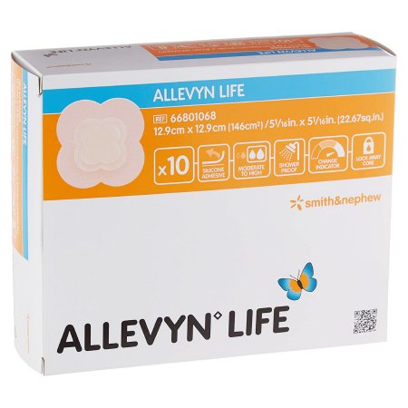 Smith & Nephew  66801068 Foam Dressing Allevyn Life 5-3/4 X 5-3/4 Inch With Border Film Backing Silicone Gel Adhesive Quadrilobe Sterile