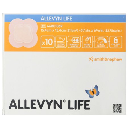 Smith & Nephew  66801069 Foam Dressing Allevyn Life 6-1/16 X 6-1/16 Inch With Border Film Backing Silicone Gel Adhesive Quadrilobe Sterile