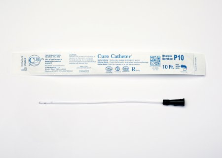 Cure Medical  P10 Urethral Catheter Cure Catheter Straight Tip Uncoated PVC 10 Fr. 10 Inch