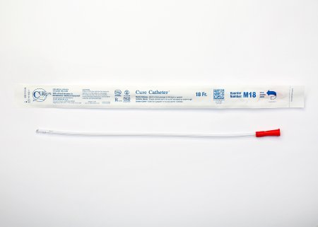 Cure Medical  M18 Urethral Catheter Cure Catheter Straight Tip Uncoated PVC 18 Fr. 16 Inch