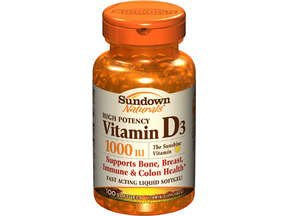 US Nutrition  03076815605 Vitamin Supplement Sundown Naturals Vitamin D 1000 IU Strength Softgel 100 per Bottle