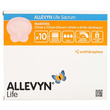 Smith & Nephew  66801306 Foam Dressing Allevyn Life 6-3/4 X 6-7/8 Inch With Border Film Backing Silicone Gel Adhesive Sacral Sterile