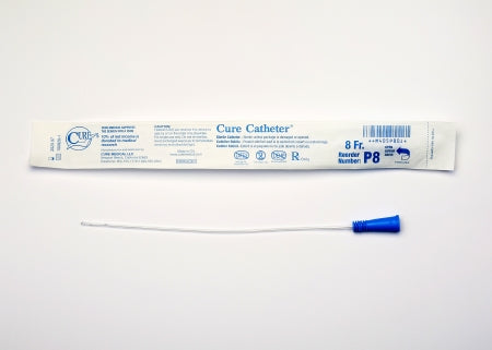 Cure Medical  P8 Urethral Catheter Cure Catheter Straight Tip Uncoated PVC 8 Fr. 10 Inch