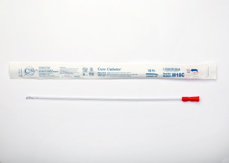 Cure Medical  M18C Urethral Catheter Cure Catheter Coude Tip Uncoated PVC 18 Fr. 16 Inch