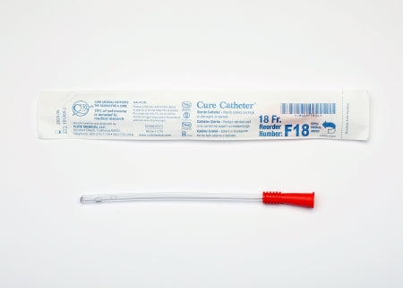 Cure Medical  F18 Urethral Catheter Cure Catheter Straight Tip Uncoated PVC 18 Fr. 6 Inch