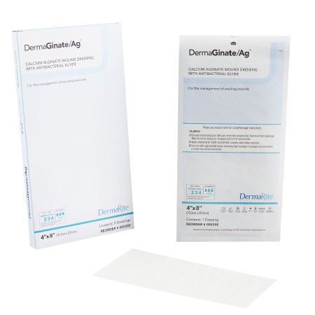 DermaRite Industries  00535E Silver Alginate Dressing DermaGinate/ Ag 4 X 8 Inch Rectangle Sterile