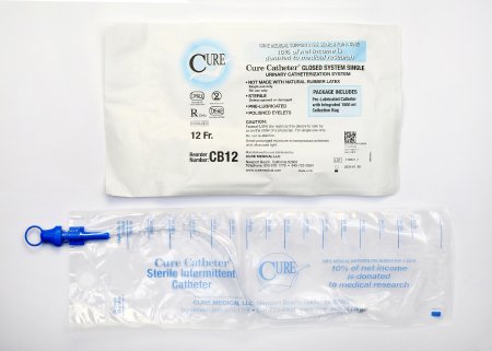 Cure Medical  CB12 Intermittent Closed System Catheter Cure Catheter Closed System / Straight Tip 12 Fr. Without Balloon