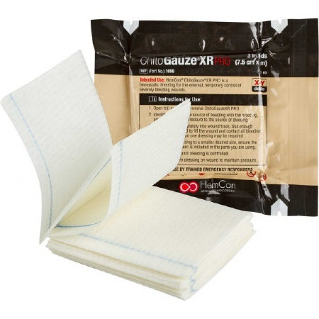 North American Rescue  30-0049 Hemostatic Dressing ChitoGauze XR PRO 3 Inch X 4 Yard 1 per Pack Sterile