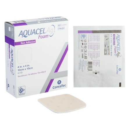 ConvaTec  420642 Silver Foam Dressing Aquacel Ag 4 X 4 Inch Square Sterile