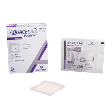 ConvaTec  420681 Silver Foam Dressing Aquacel Ag 4 X 4 Inch Square Sterile