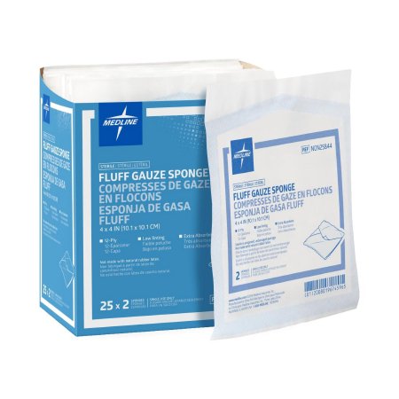 Medline  NON25844 Fluff Dressing Bulkee 4 X 4 Inch 2 per Pack Sterile 12-Ply Square