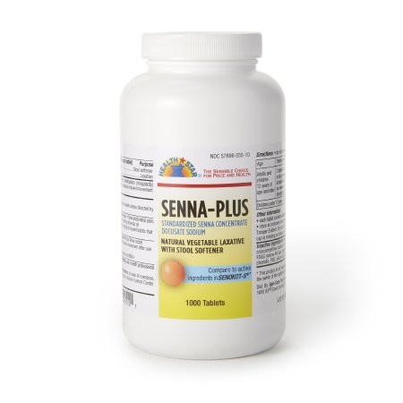 Geri-Care  455-10-HST Stool Softener Geri-Care Senna Plus Tablet 1,000 per Bottle 50 mg - 8.6 mg Strength Docusate Sodium / Sennosides