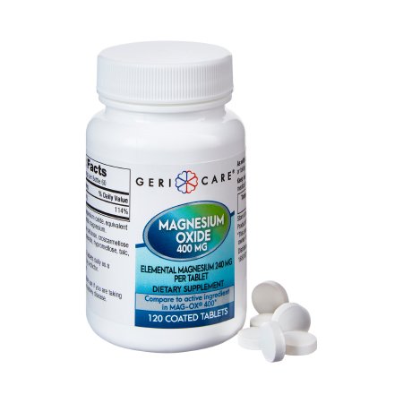 Geri-Care  634-12-GCP Mineral Supplement Geri-Care Magnesium Oxide 400 mg Strength Tablet 120 per Bottle