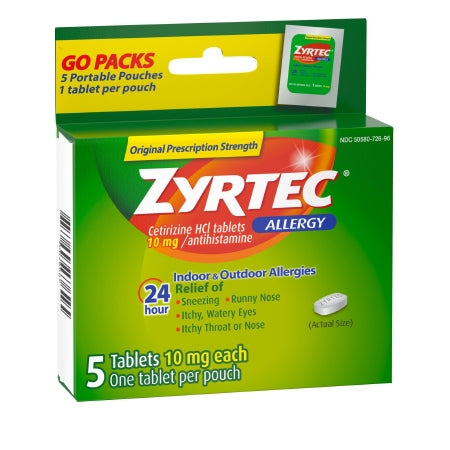 Johnson & Johnson Consumer  30312547204300 Allergy Relief Zyrtec 10 mg Strength Tablet 5 per Box